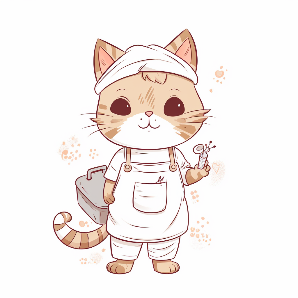 Cute kitten character art drawing