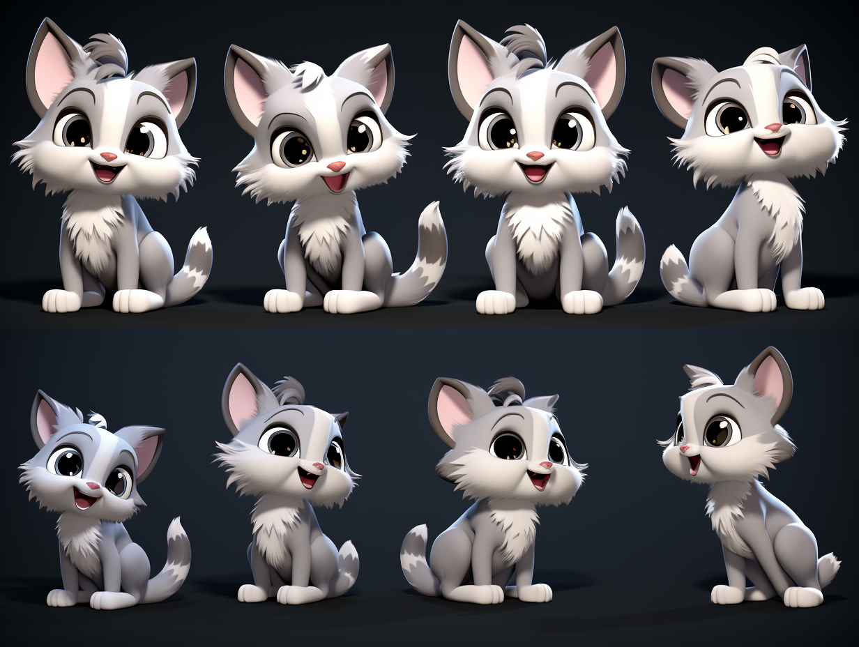 Cute Kitten Character Reference Sheet