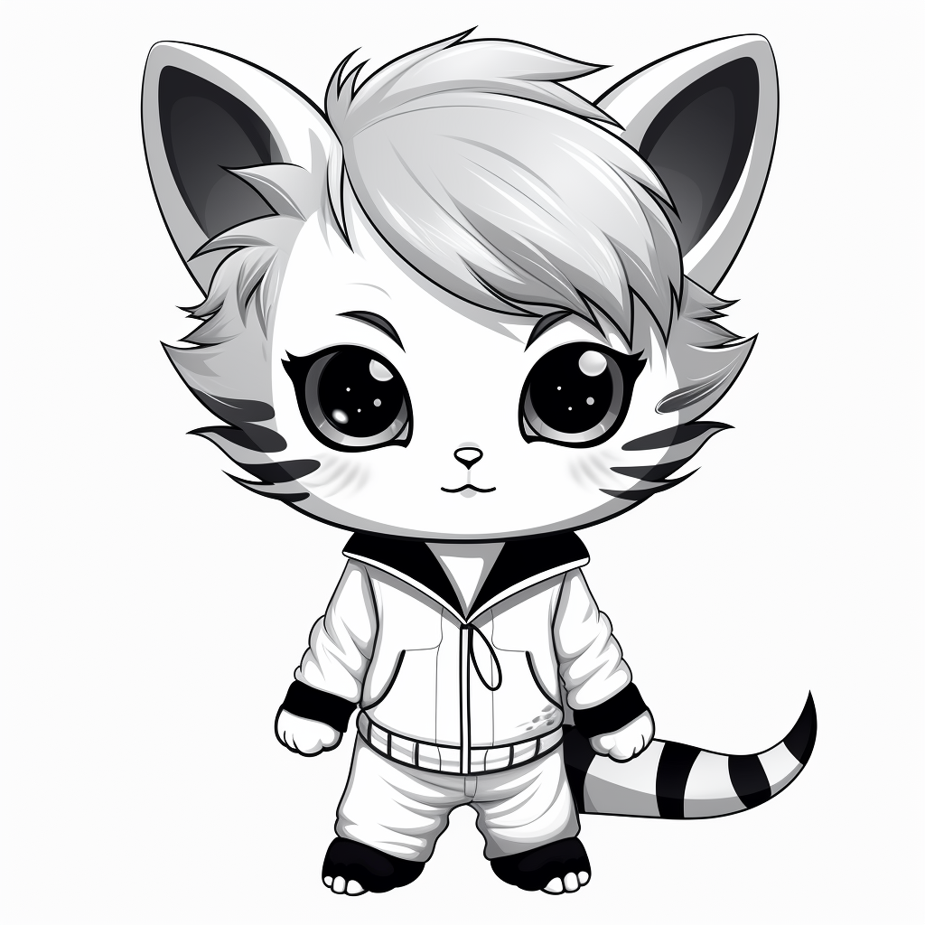 Cute kitten in pajamas black white