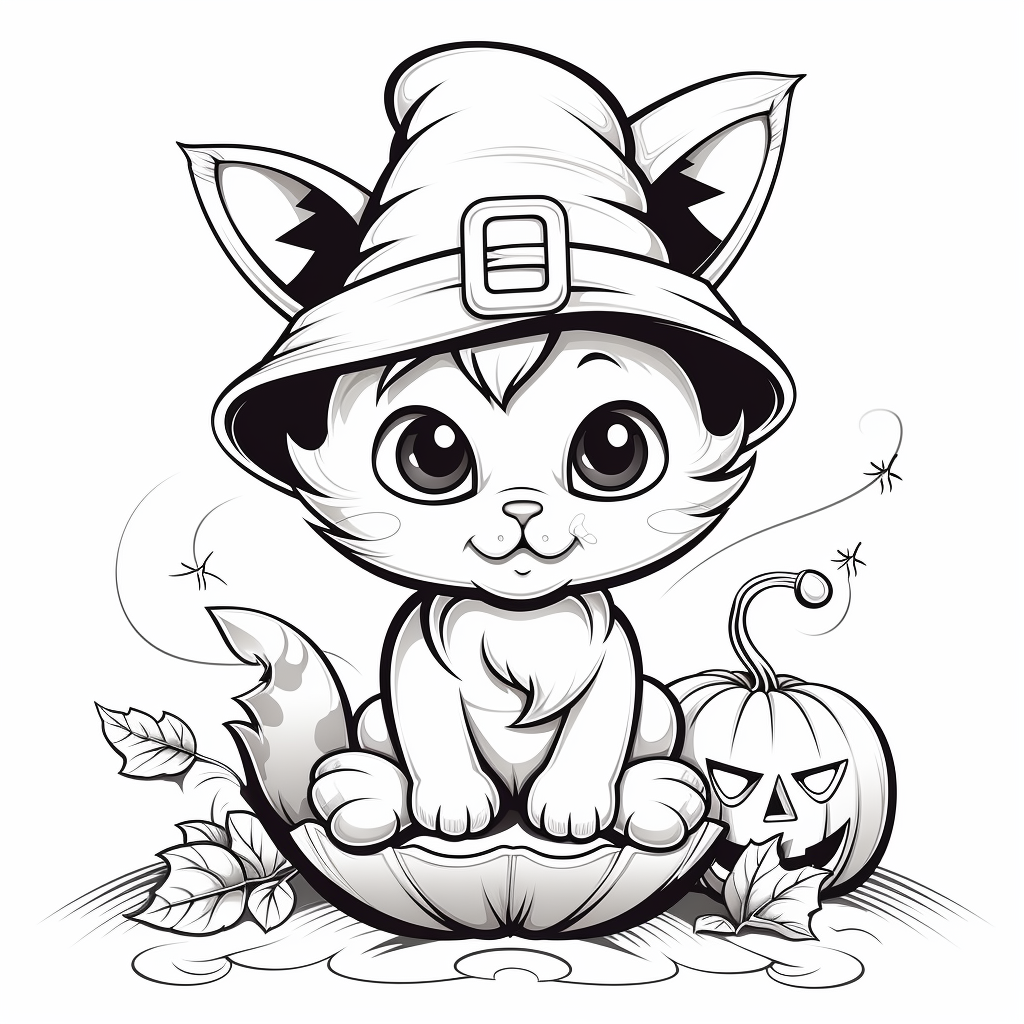 cute kitten popping out of jack-o-lantern