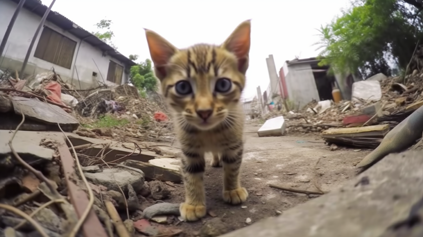 SOF rescuing adorable kitten in Singapore's ruined streets