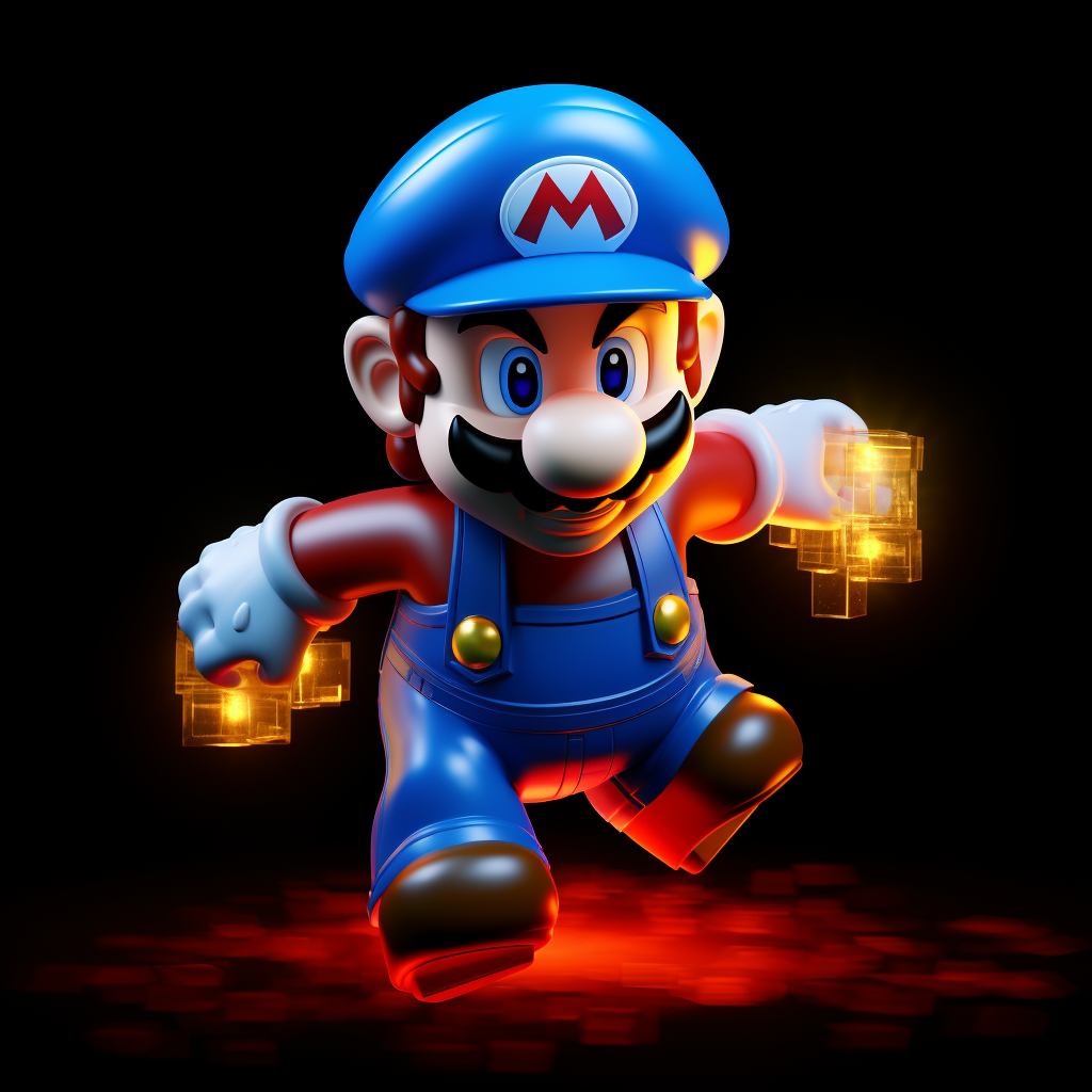 Cute Lego Super Mario Jumping with Blue Cap and Blue Shirt