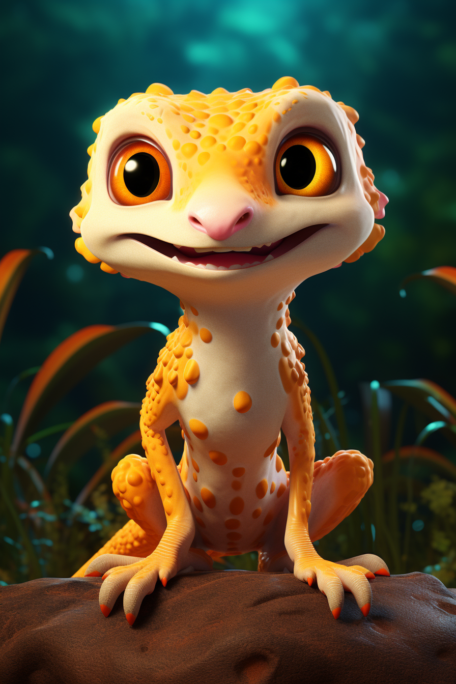 Super Cute Leopard Gecko Cartoon Rendition