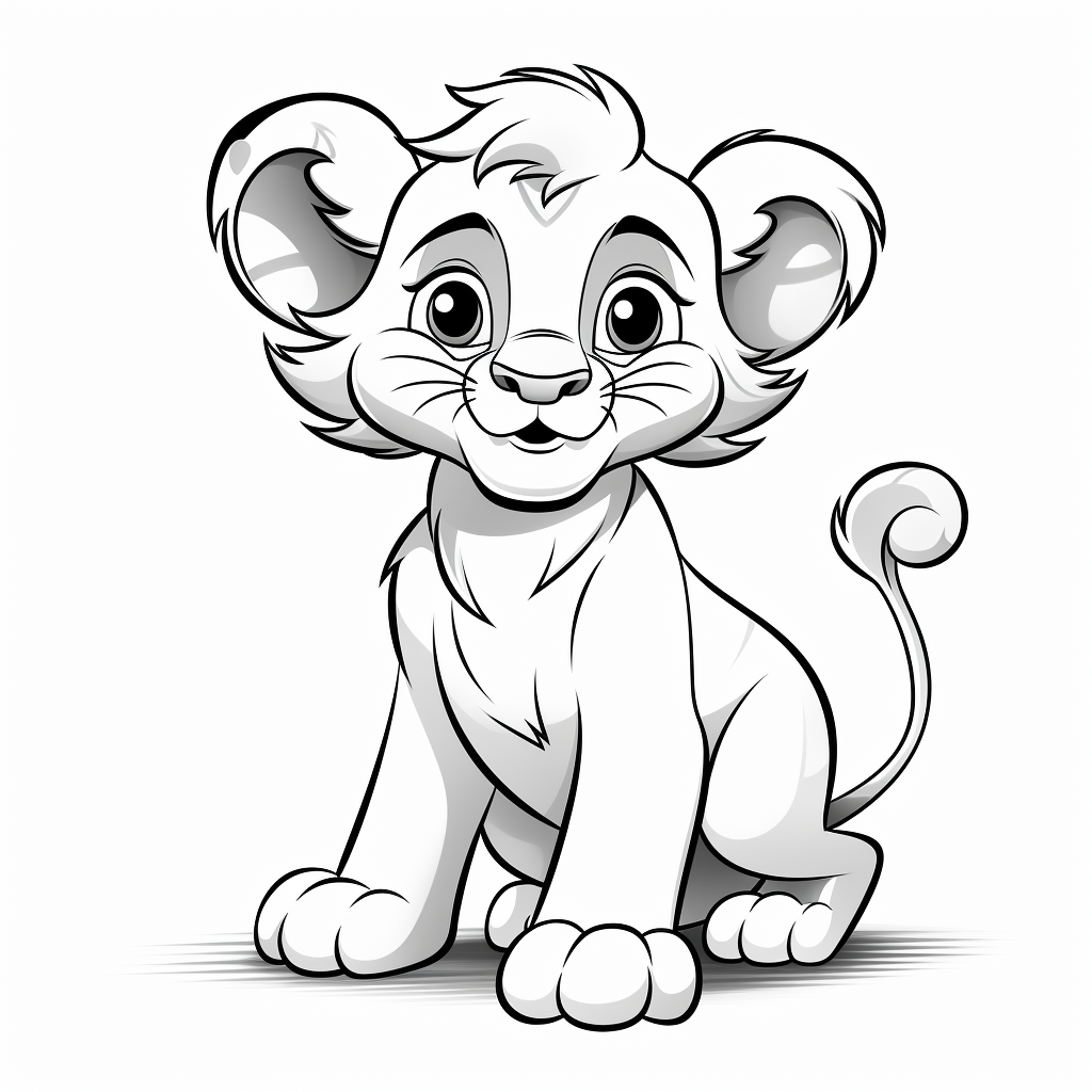 Cute lion with pen drawings