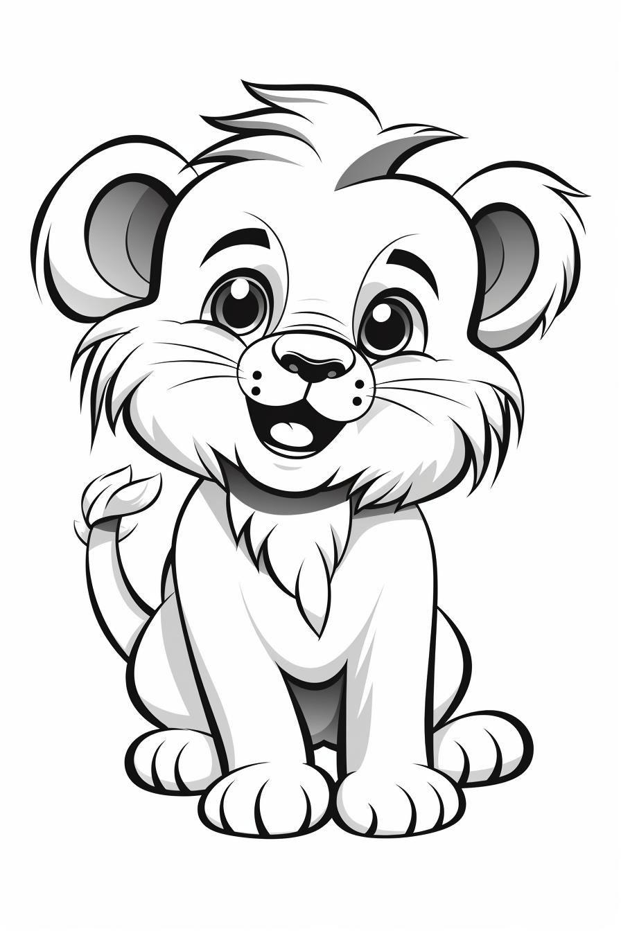 Cute lion sideways on white background