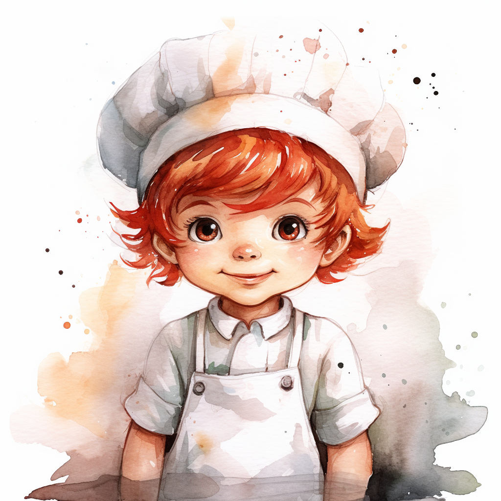 Cute little boy chef with red hair