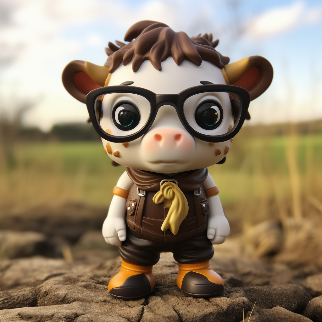 Cute cow character standing on its feet