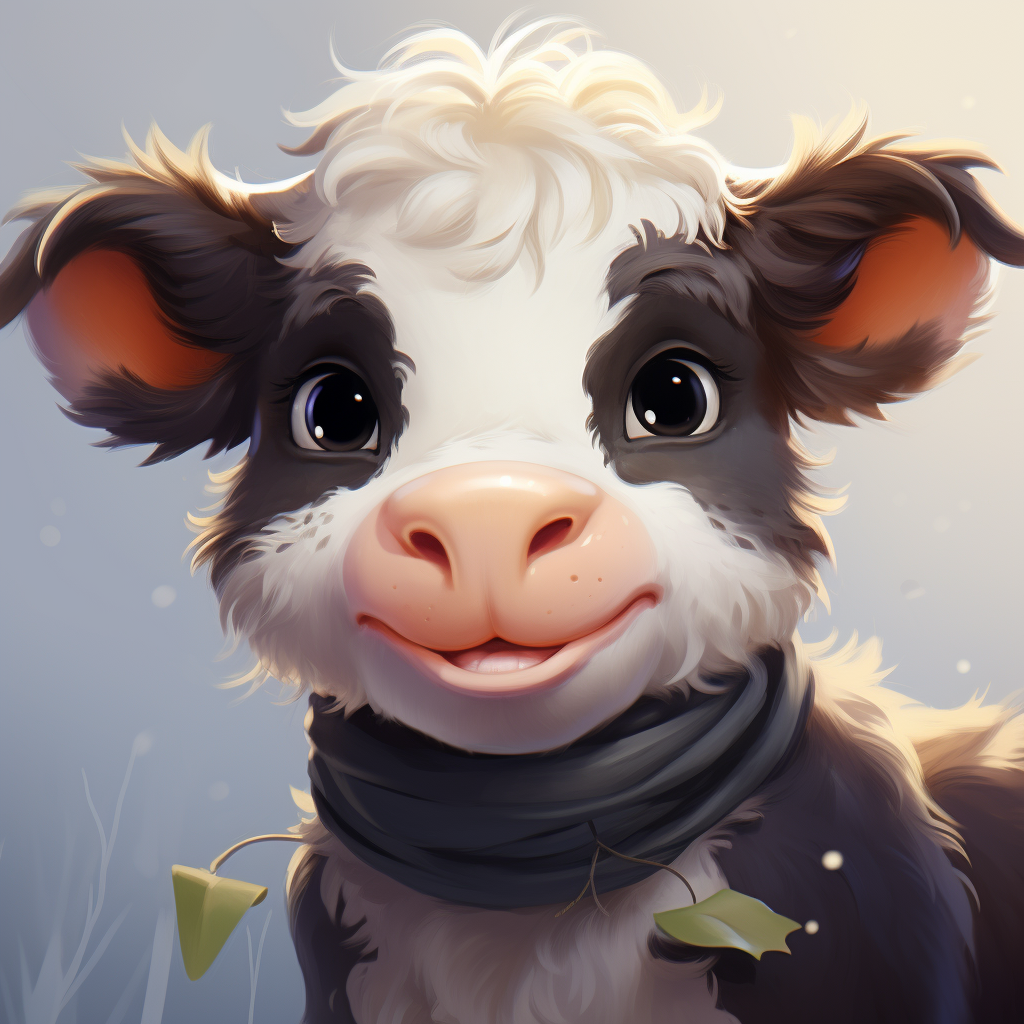 Cute cow character with a friendly smile