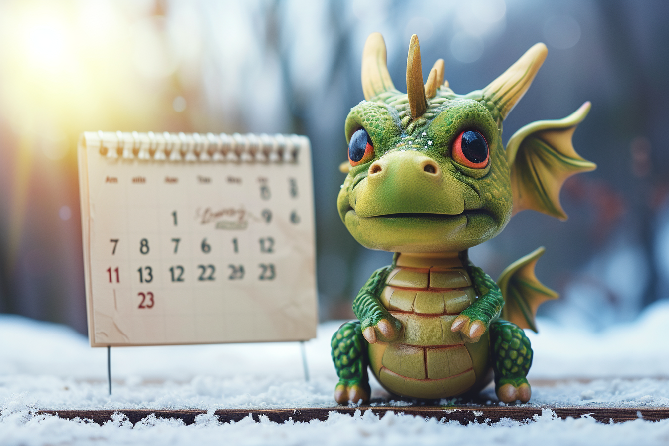 cute dragon calendar February