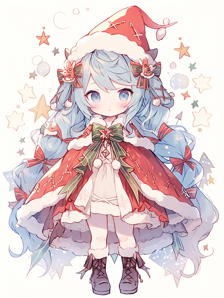 Cute little girl wearing Christmas costumes