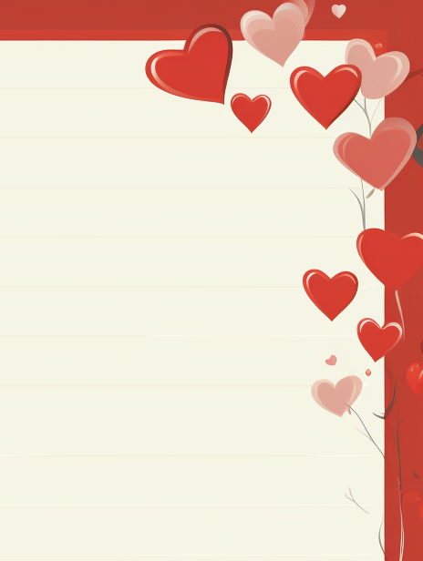 Lovely cartoonish love diary with red hearts