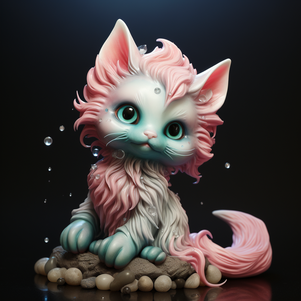 Sweet mermaid kitten with soft realism