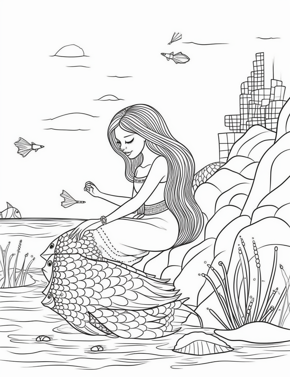 Mermaid with Wings on a Rock