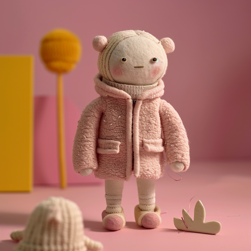 Cute felt and wool toy character