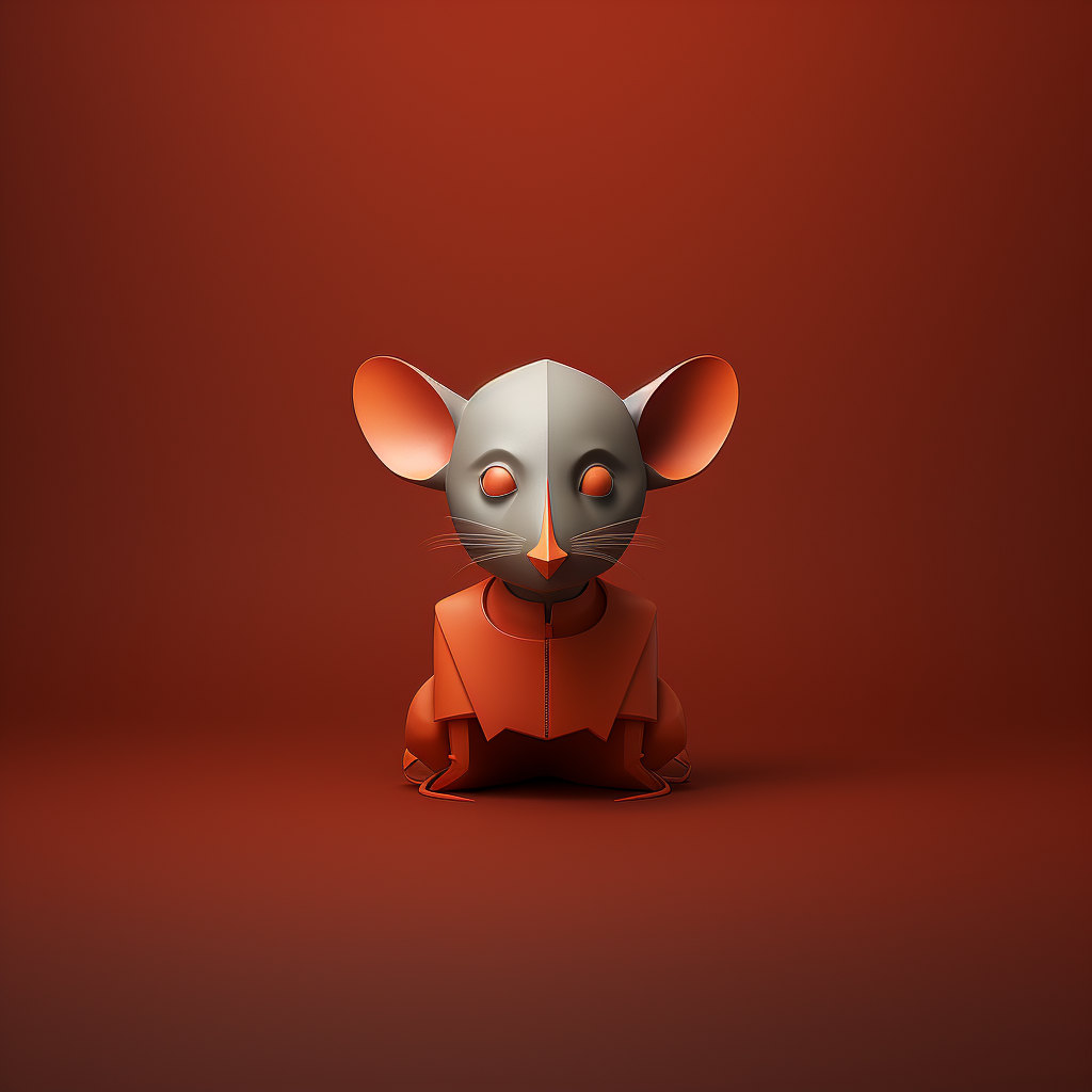 Adorable minimalist mouse in conceptual style