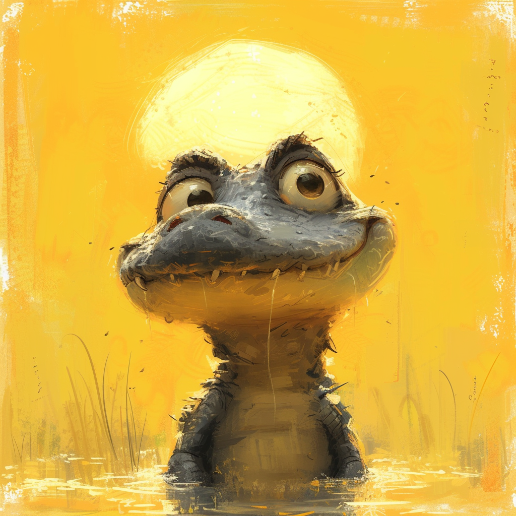 Cute Modern Crocodile Cartoon Sketch