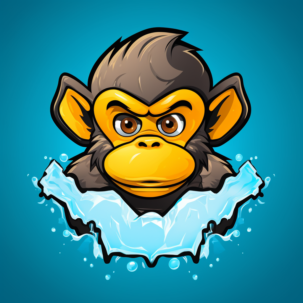 Cute monkey mascot with ice