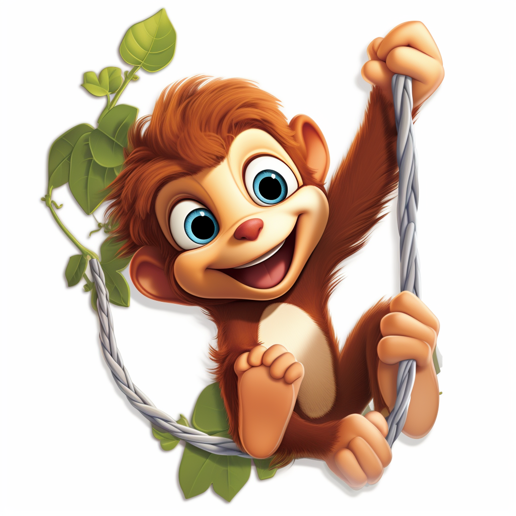 Cute Monkey Swinging Vines Sticker