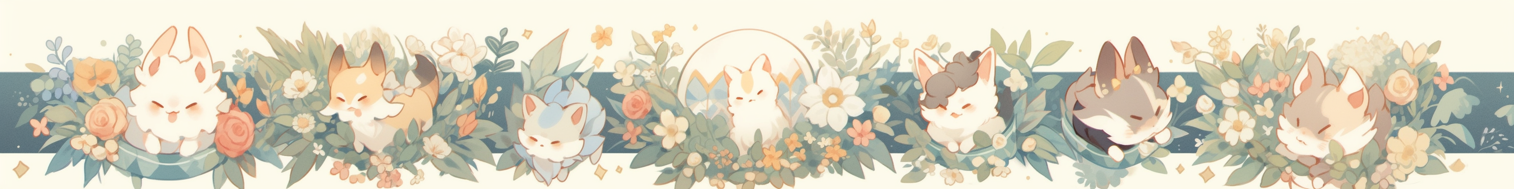 Cute Motif Washi Tape with Cats, Stars, Plants, and Gems