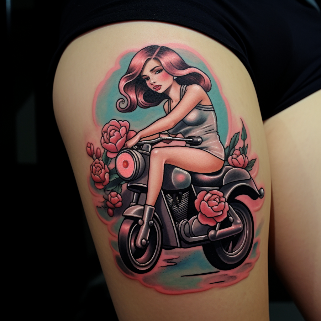 Colorful Motorcycle Tattoo Design