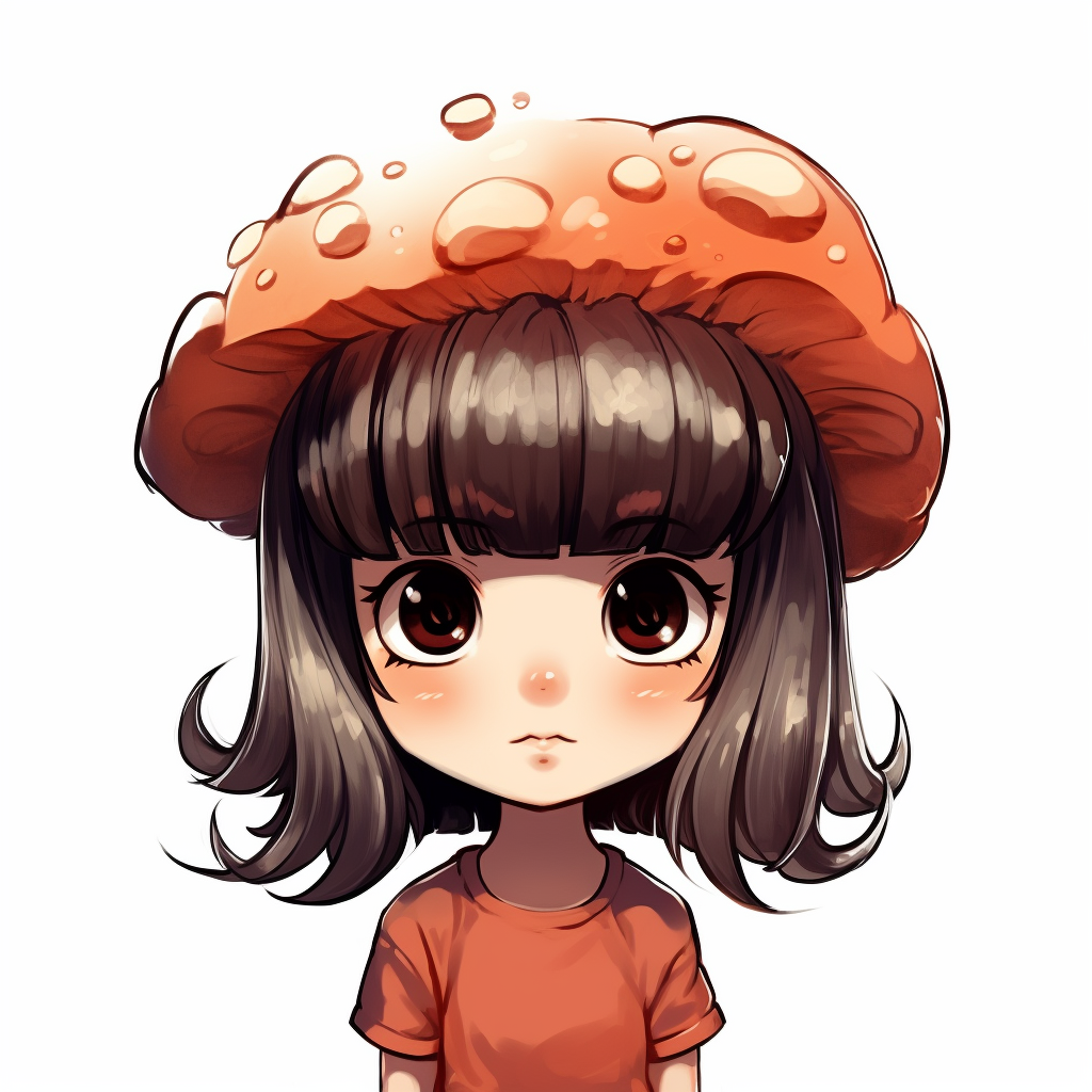 Cute mushroom girl with quarter face