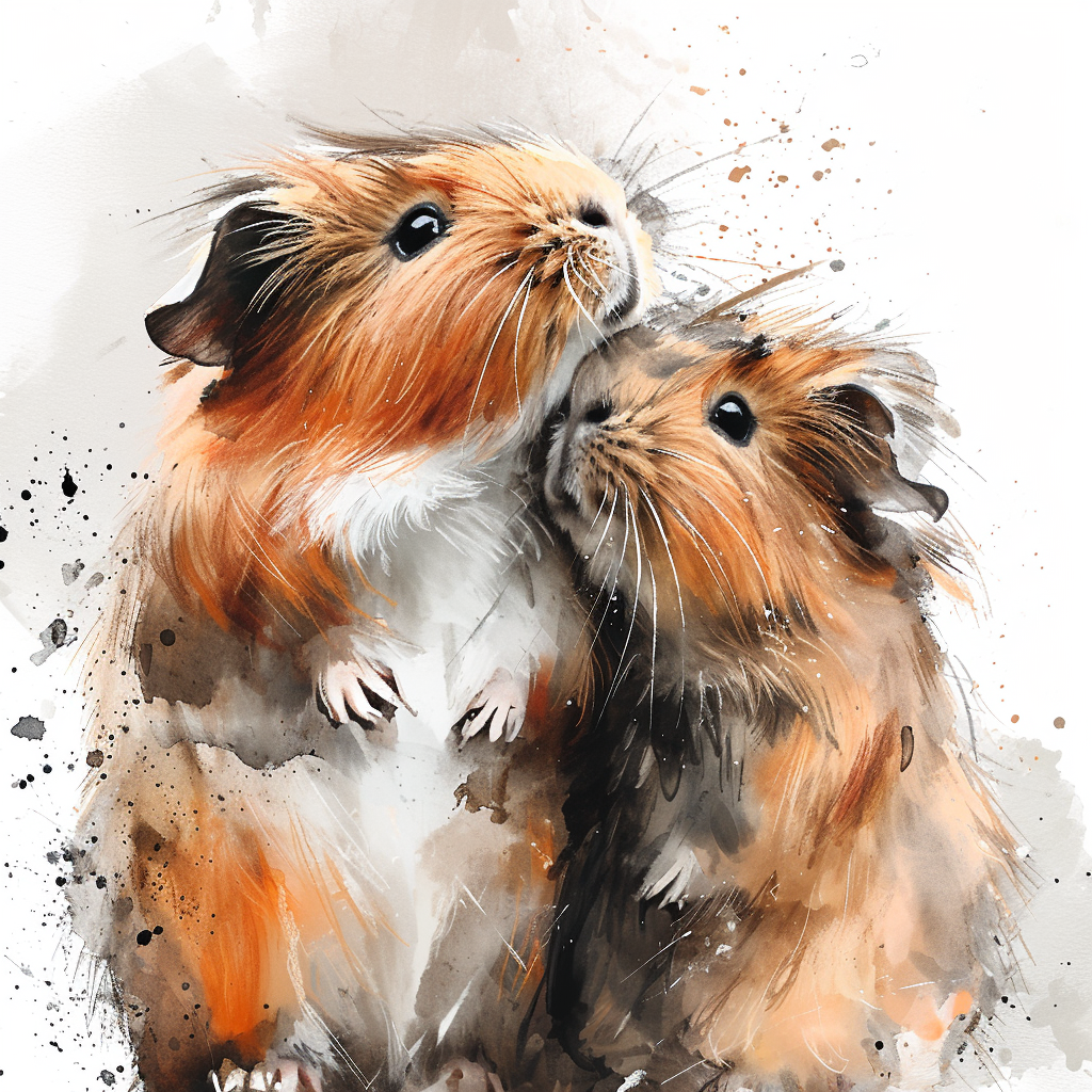 Cute Guinea Pigs Looking Upwards