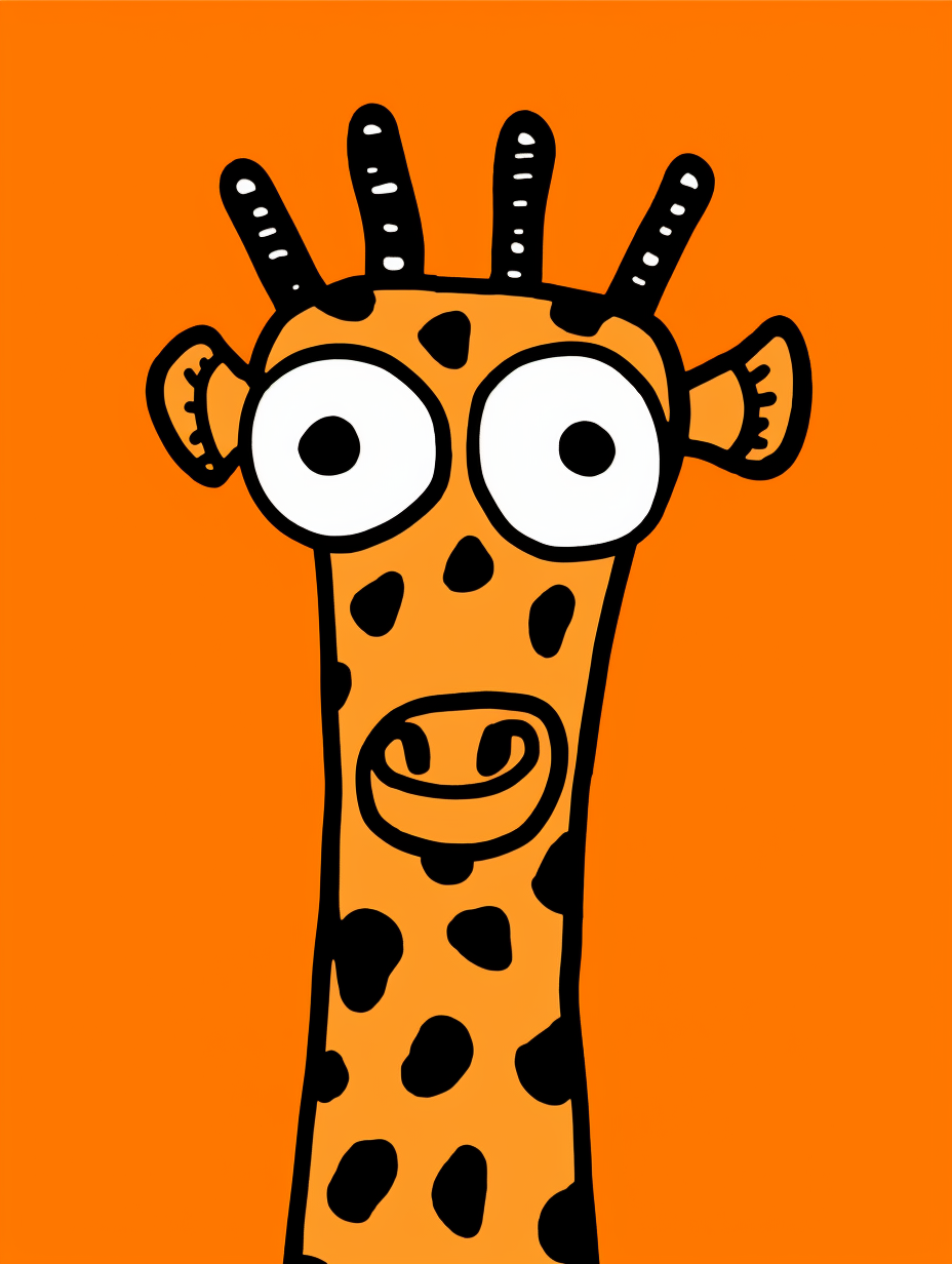 Cute orange giraffe doodles in Keith Haring style