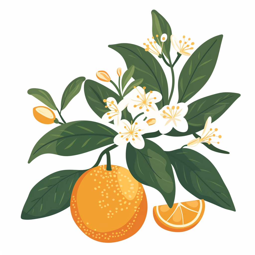 cute orange with flowers illustration