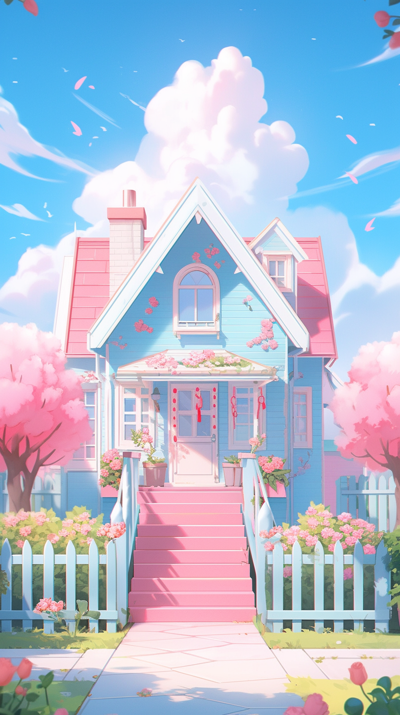 Outdoor house in anime aesthetic