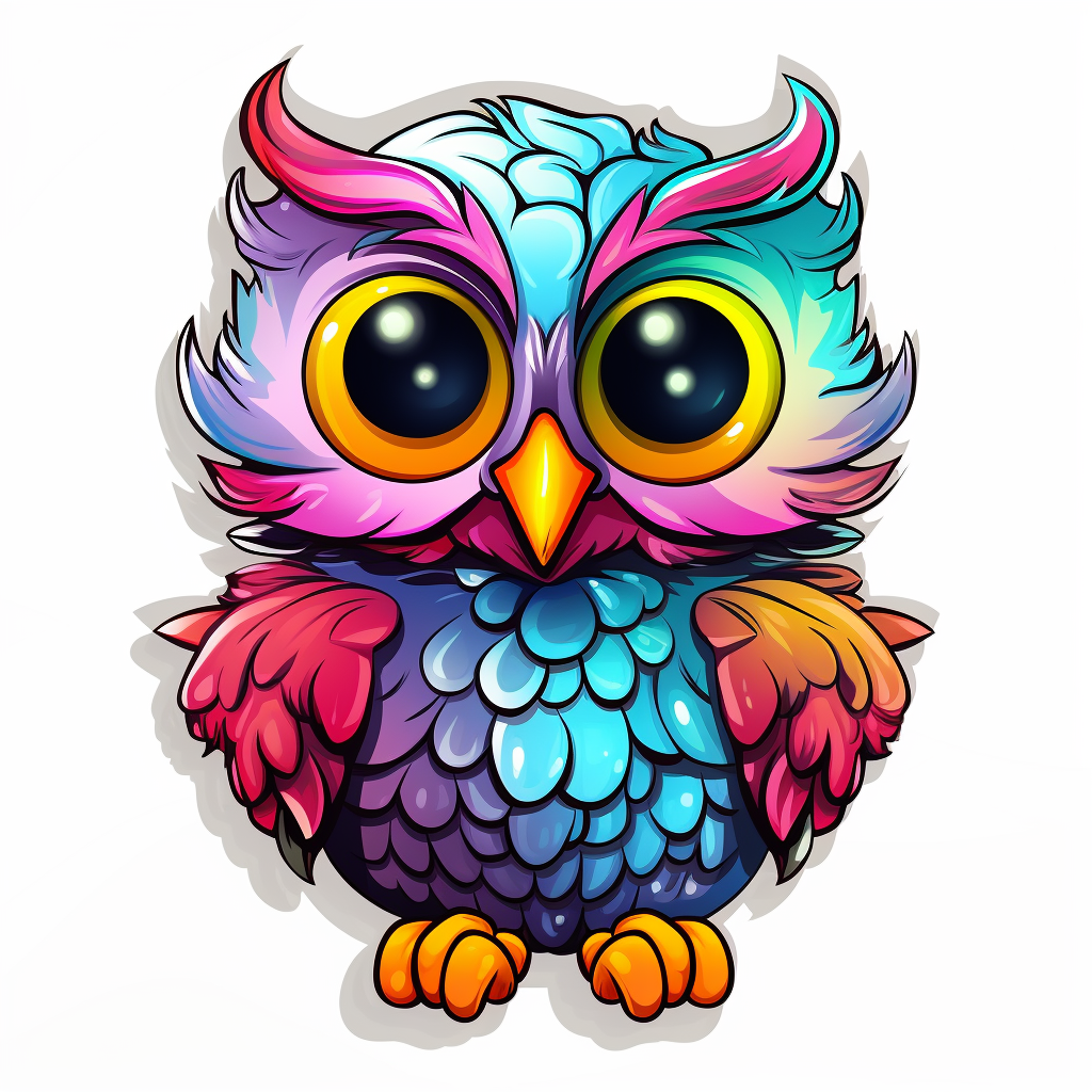 Adorable owl sticker on white background