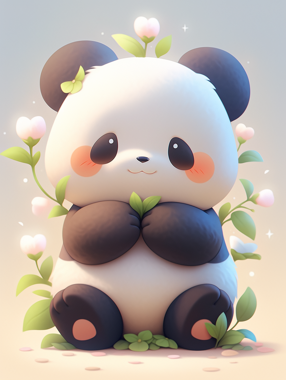 Cute panda looking at camera naturally