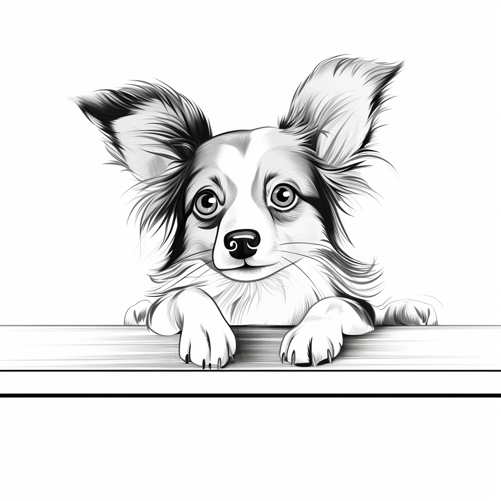 Cute Papillon Dog Peeking Over Table