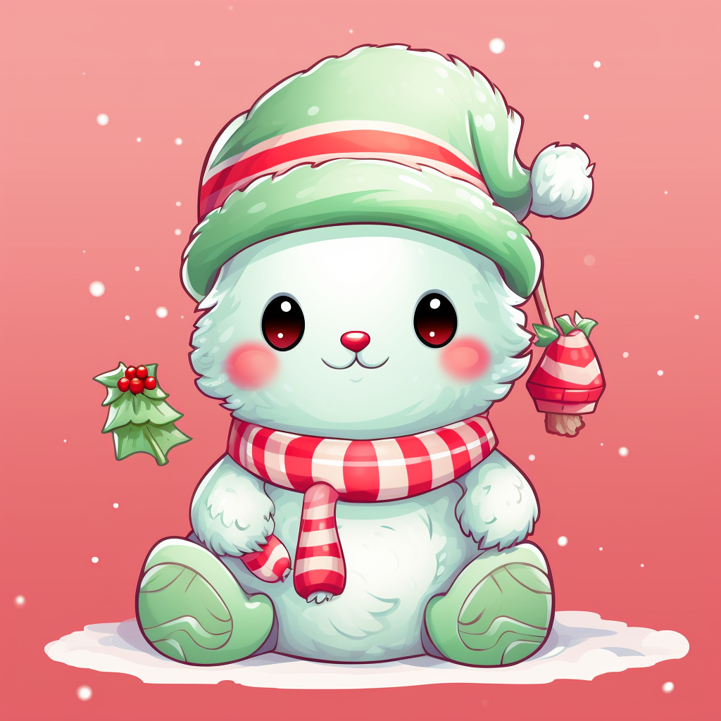 Cute pastel snowman in Lisa Frank style