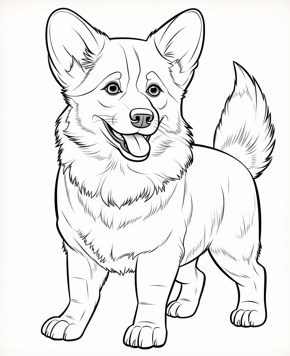 Cute Pembroke Welsh Corgi coloring page