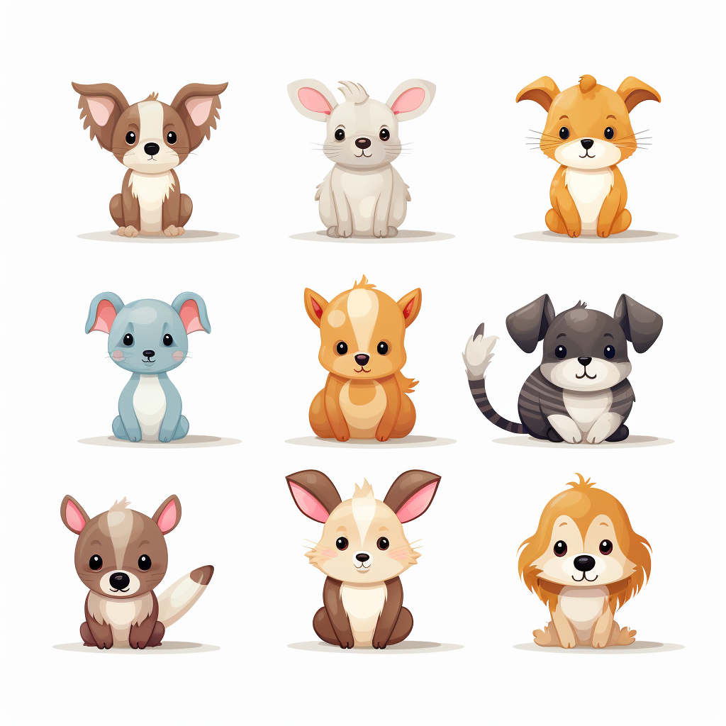 Adorable Pets Illustration on White Background