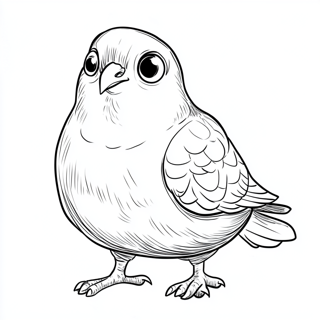 Cute Pigeon Coloring Book Illustration