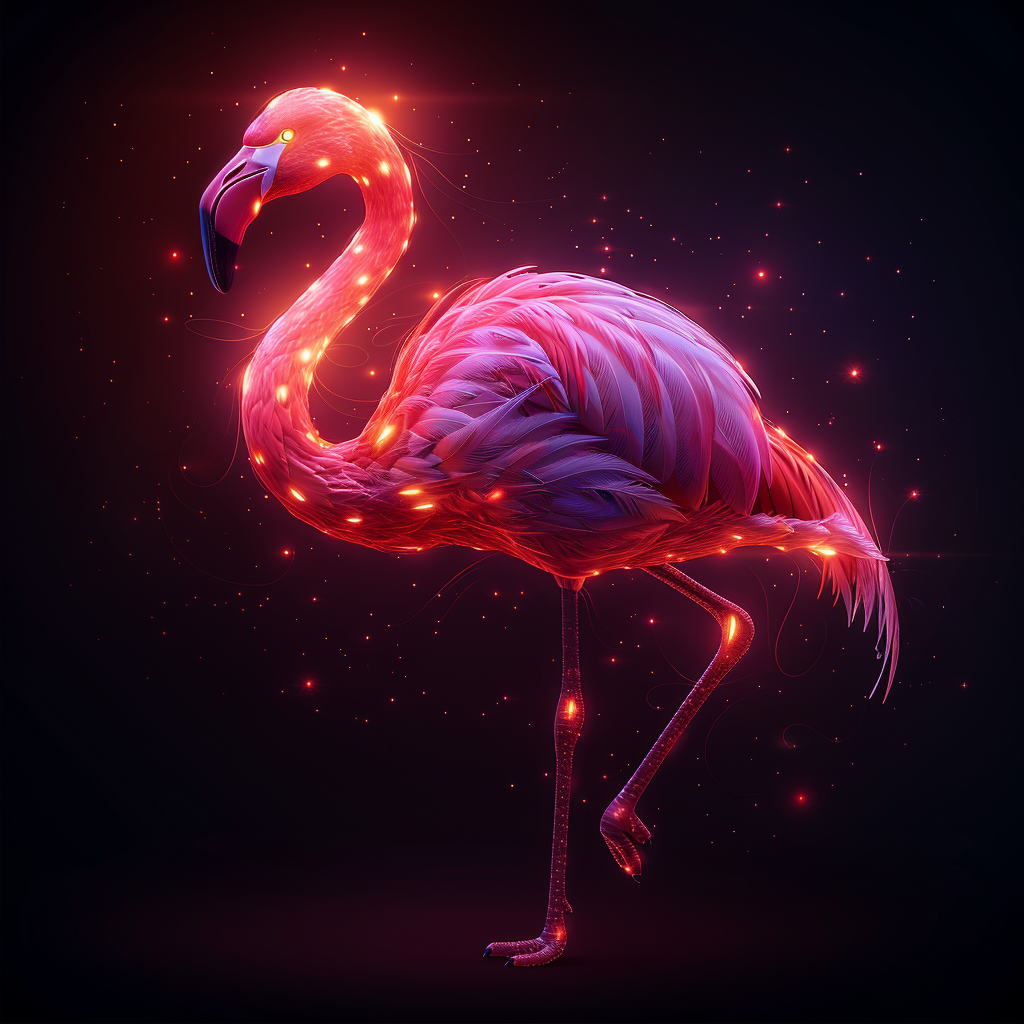 Smiling Pink Flamingo Cartoon Logo