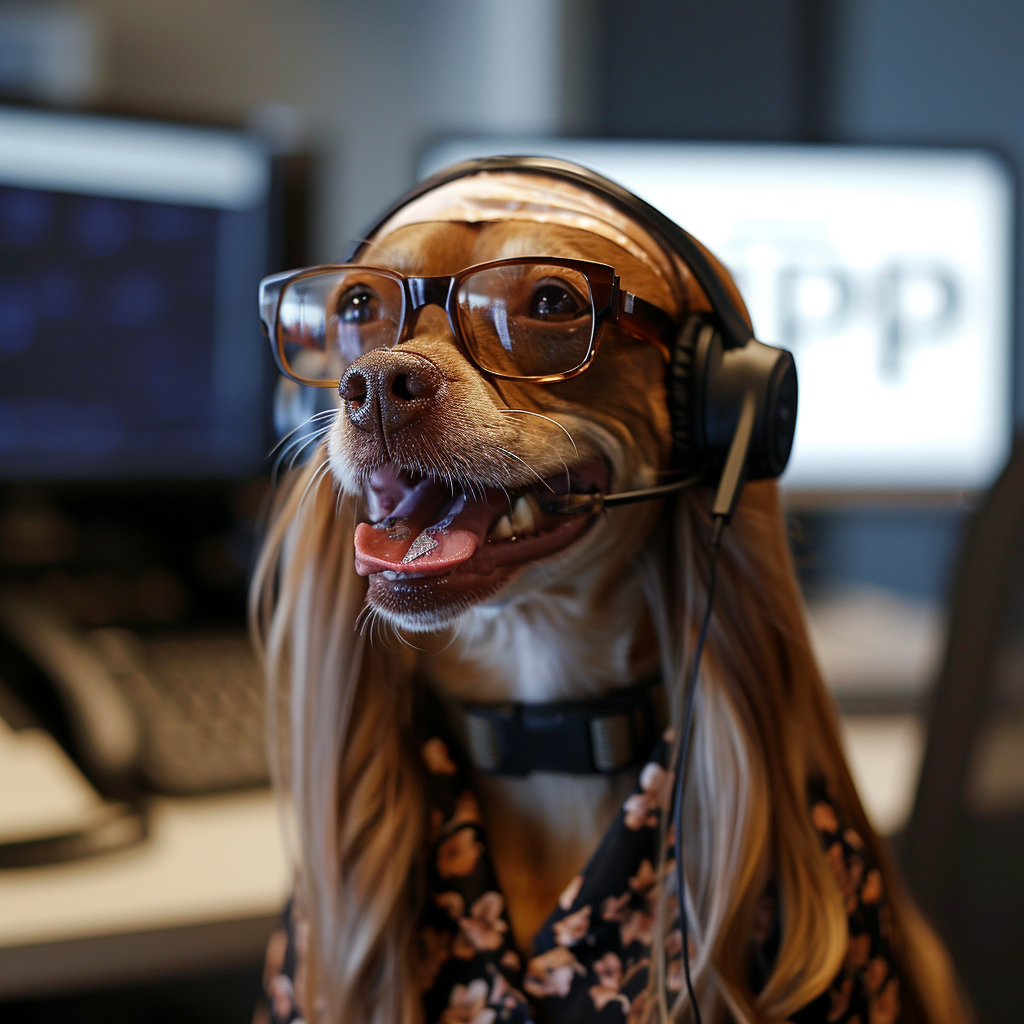 Cute Pitbull with Smile and Wig