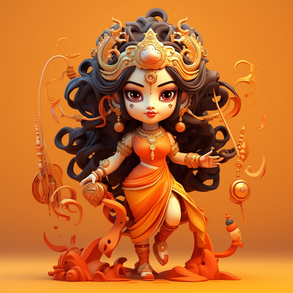 Pixar Style Lord Durga Embracing Divinity