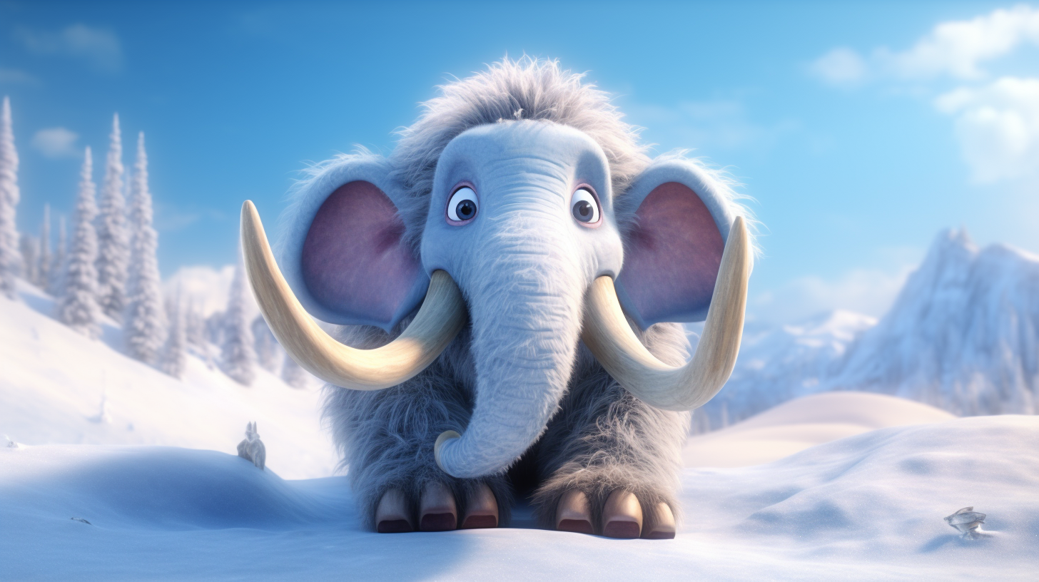 Adorable Mammoth in Pixar Style