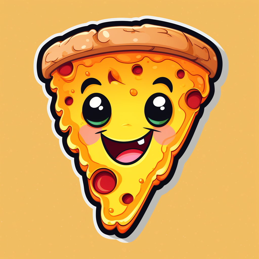 Cute pizza slice sticker cartoon