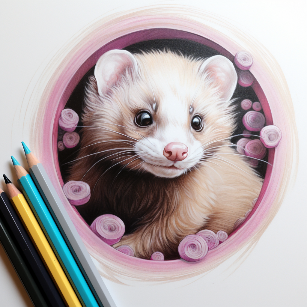 Cute Ferret Drawing Inside Circle