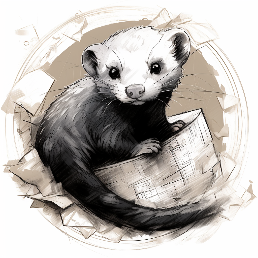 Cute playful ferret artwork