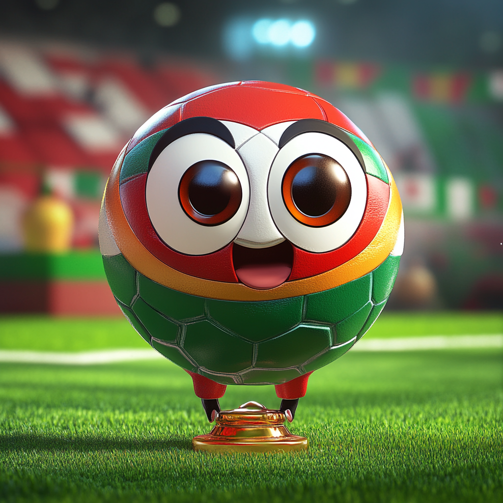 Cute Portugal Soccer Ball Excited Celebrating