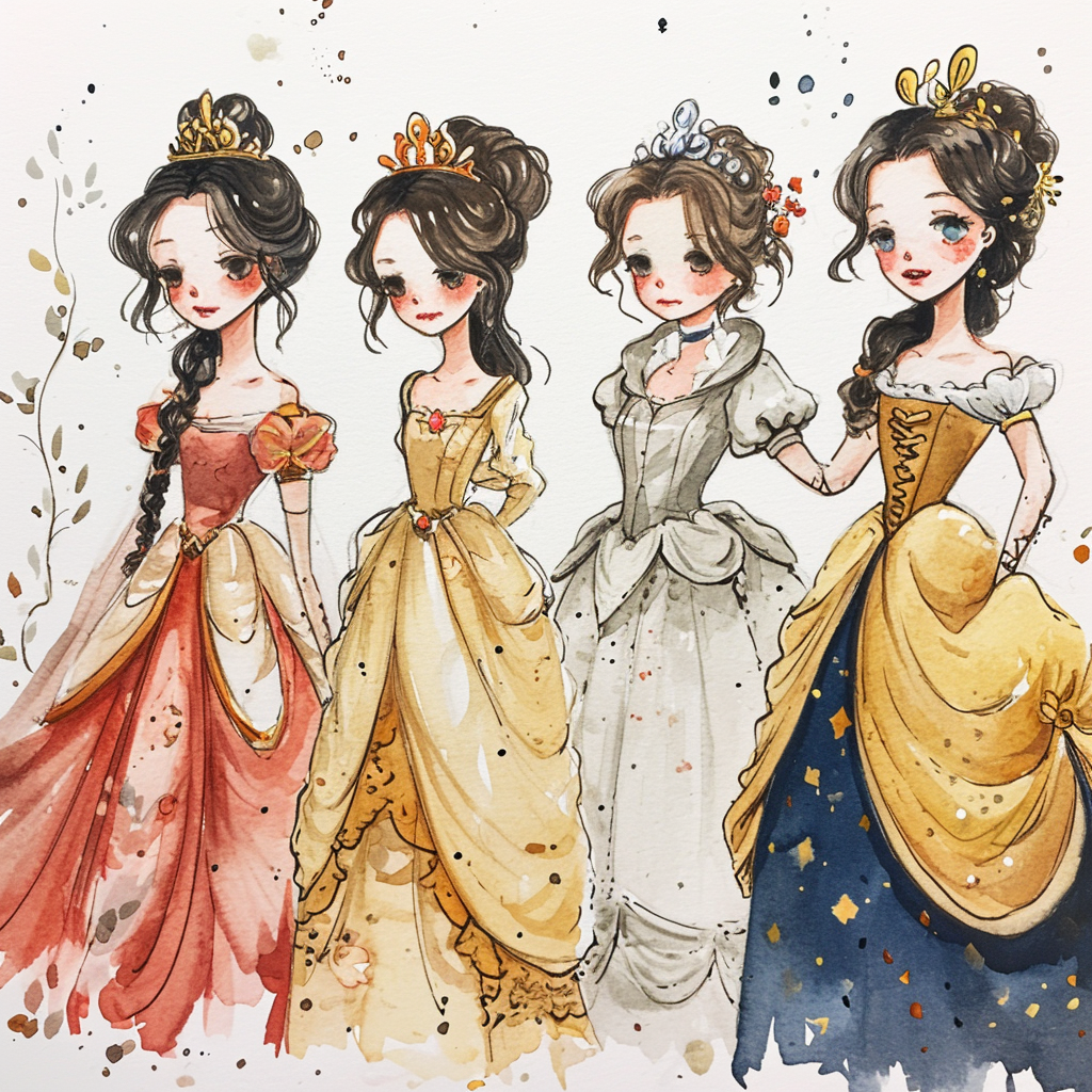 Detailed watercolor princess illustration by Chihiro Iwasaki