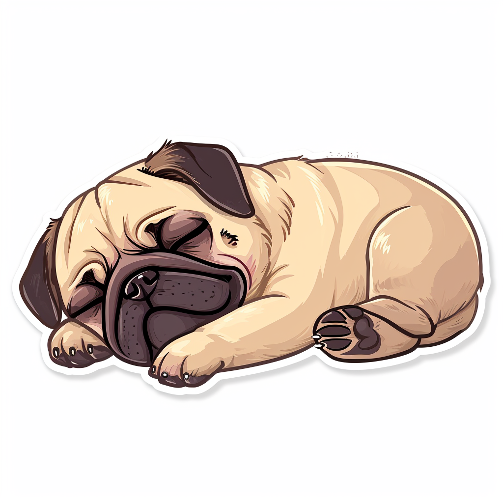 Cute pug sleeping on white background