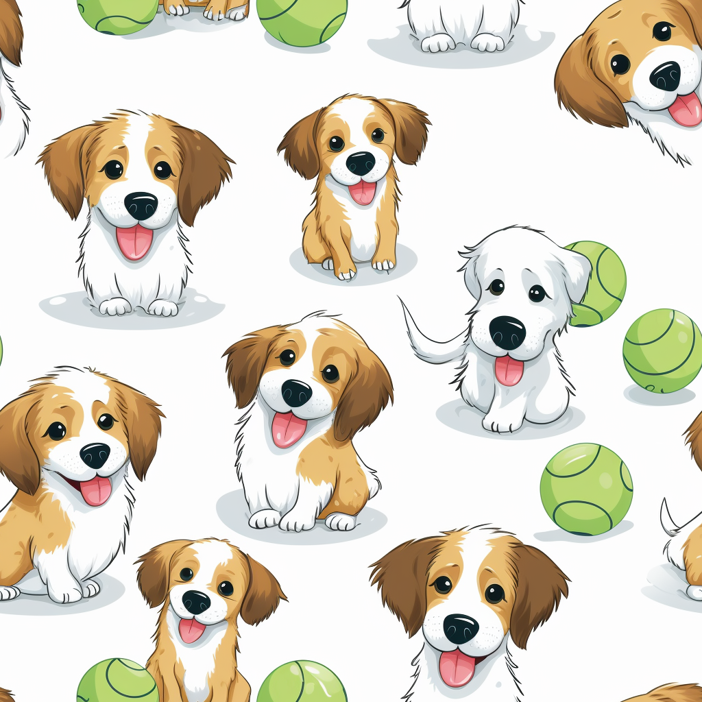 Adorable puppies and tennis balls on white background