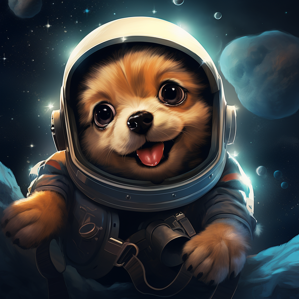 Illustration of a Cute Puppy in Space