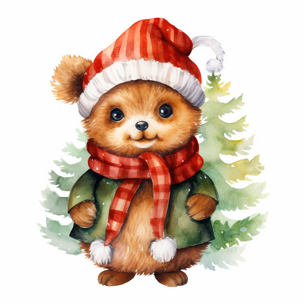 Adorable Christmas Watercolor Raindear Clipart