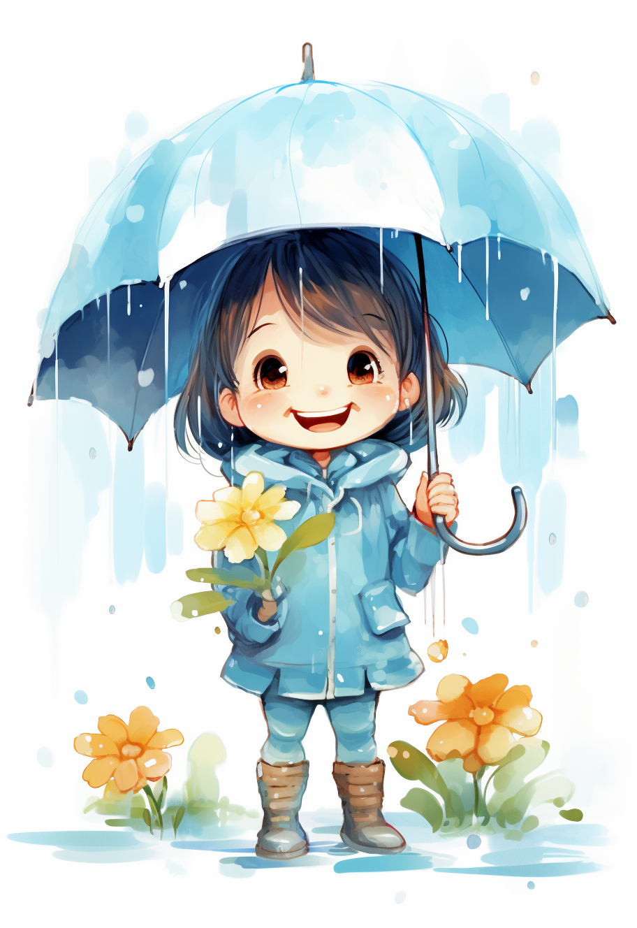 Cute rainy season character illustration